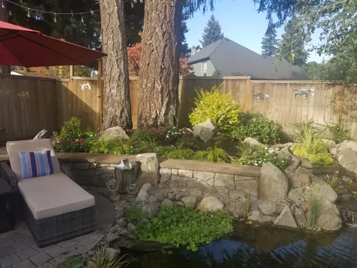Stamped, stained, or hand-carved concrete work by Earthworks Landscape Service