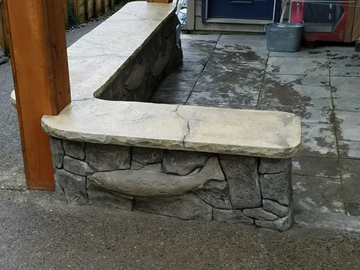 Stamped, stained, or hand-carved concrete work by Earthworks Landscape Service
