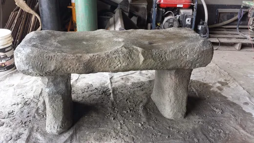 Stamped, stained, or hand-carved concrete work by Earthworks Landscape Service