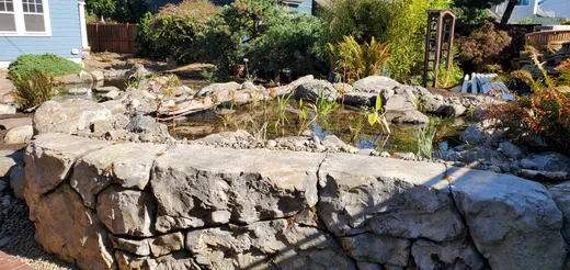 Stamped, stained, or hand-carved concrete work by Earthworks Landscape Service