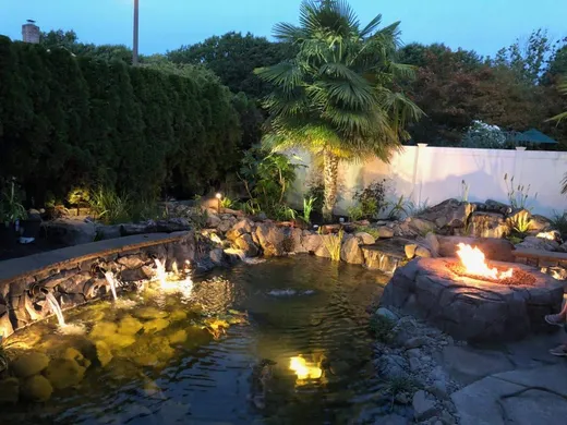 Pond or water feature designed and built by Earthworks Landscape Service