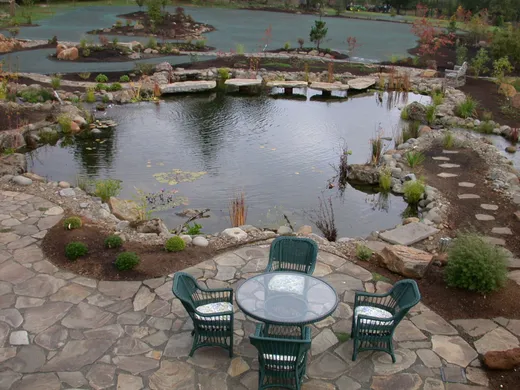Pond or water feature designed and built by Earthworks Landscape Service